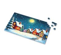 750 Piece Puzzles For Adults A Cozy Winter Village Under A Starry Night Sky. Picture Puzzle Toddler Puzzles Toys For Ages 8-13(1000PCS)