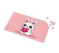750 Piece Puzzles For Adults A Cute White Bunny Holding A Red Heart. Picture Puzzle Easter Gifts For Toddlers Easter Gifts For Teens(500PCS)