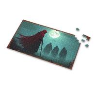750 Piece Puzzles For Adults A Lone Warrior Faces Three Shadows Under A Full Moon Picture Puzzle 500 Piece Puzzles Toys & Games(300PCS)