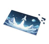 750 Piece Puzzles For Adults Rocket Launching From Snowy Mountains Under A Starry Sky. Picture Puzzle Toddler Puzzles Toys For Ages 8-13(300PCS)