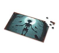 750 Piece Puzzles For Adults Skeleton Silhouette With Ravens Under A Full Moon Picture Puzzle Games For Kids 8-12 Toddlers Toys(300PCS)