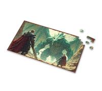 750 Piece Puzzles For Adults Two Warriors Confront A Giant Green Dragon In A Desolate Cave Picture Puzzle Puzzle Books For Adults Toys & Games(300PCS)