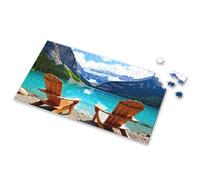 750 Piece Puzzles For Adults Two Wooden Chairs Facing A Serene Lake Surrounded By Mountains Picture Puzzle Gifts For 5 Year Old Girls Jigsaw Puzzles 500 Piec(1000PCS)