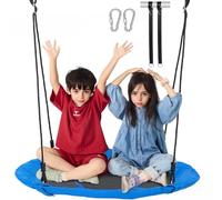VEVOR Tree Swing, 40 Inch Saucer Swing, 750lbs Weight Capacity, 900D Oxford Fabric Swing Seat with 2 Tree Hanging Straps and Adjustable Multi-Strand Ropes, Round Swing for Kids Outdoor, Blue