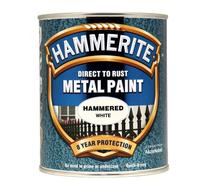 Hammerite HFW750 Direct to Rust Hammered Finish Metal Paint White 750ml
