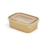 750ml Kraft Rectangular Food Prep Containers with Lids - Take Away, Hot Food, Meal Prep, Kraft food prep containers with lids for Restaurants, Cafés, Homes, Eco-Friendly Packaging (750ml, Case of 50)