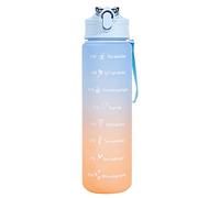 750ml Water Bottles with Times to Drink, Water Bottle with Straw, Motivational Water Bottle with Time Marker, Leakproof & BPA Free, Drinking Sports Water Bottle for Fitness, Gym & Outdoor Blue-Orange