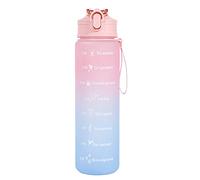 750ml Water Bottles with Times to Drink, Water Bottle with Straw, Motivational Water Bottle with Time Marker, Leakproof & BPA Free, Drinking Sports Water Bottle for Fitness, Gym & Outdoor Pink-Blue