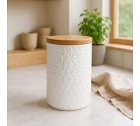 750mlWhite Canister with Bamboo Lid | Geome