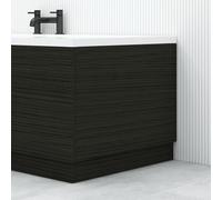 750mm, Wooden MDF End Bath Panel Covering with Plinth, Hale Black Bathroom Panels for Bathtub, Water Resistant Panel for Straight Bathroom Baths and Soaking Tubs