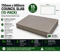 750mm X 600mm Council Slab 15 Pack - Durable Concrete Paving Slabs For Patios, Paths And Bases