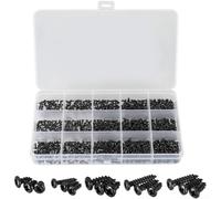 750Pcs Black Self Tapping Screws Assortment, M1.7 M2 M2.5 forM3 Pan Head for Phillips Wood Fasteners Kit forStanley forMakita for Bosch