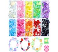 750PCS FIVEIZERO Assorted Acrylic Beads for Bracelet Making, Flower Star Heart Butterfly Candy Gummy Bear Kawaii Aesthetic Cute Beads for Jewelry Making, Keychains, Necklace, Phone Charms, DIY Crafts