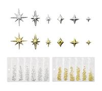 750pcs Gold/Silver Star Nail Charms,Assorted Punk Rock Nail Art Studs,3D Metal Rivet Stickers, High-Shine Nail Jewelry for Creative Manicure Designs, DIY Crafting, Gifting Perfect for Women, Girls