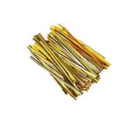 750Pcs Metallic Twist Ties 4 Inches Reusable Plastic Bag Ties Bread Foil Wire Ties for Sweet Cones Candy Food Bags Cake Pop Sticks Snacks Cellophane Party Gift Bag Supplies(Gold)