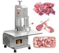 750w Commercial Electric Meat bandsaw, Stainless Steel Bone Sawing, 0-13 cm Cutting Thickness, 47x32.5 cm Workbench, fro-Zen Meat Cutter, with 6 Saw Blades, for Rib Beef Pork