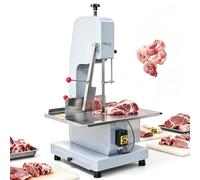 750W Electric Meat Bandsaw, Stainless Steel Bone Sawing Machine, 0-130mm Cutting Width, 325x470mm Workbench, Ideal for Beef, Pork, and Rib Cutting