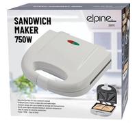 750W Sandwich Maker 2 Slice Toaster Machine Non-Stick Easy Clean Grill White