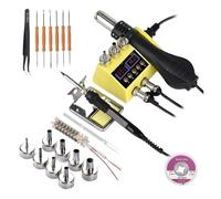 750W Soldering Station 2 in 1 LCD Digital Display Rework Welding Kit for Cell-Phone SMD IC Repair Solder Tools Fast and Accurate(B)