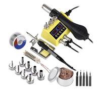 750W Soldering Station 2 in 1 LCD Digital Display Rework Welding Station Kit for Cell-Phone SMD IC Repair Solder Tools Efficient Precision(E)