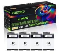 75B20K0 75B20C0 75B20M0 75B20Y0 Compatible for Lexmark Toner Cartridges with Chip CS727 CS727de CS728de Printers (4 Pack Black)
