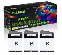 75B20K0 75B20C0 75B20M0 75B20Y0 Compatible for Lexmark Toner Cartridges with Chip CS727 CS727de CS728de Printers (3 Pack Black)
