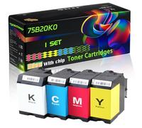 75B20K0 75B20C0 75B20M0 75B20Y0 Compatible for Lexmark Toner Cartridges with Chip CS727 CS727de CS728de Printers (4-Pack BK/C/M/Y)