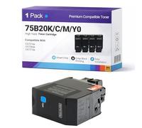 75B20K0 75B20C0 75B20M0 75B20Y0 Toner Cartridge Replacement Compatible For Lexmark CS727de CS728de CX727de Series & 13000 - Page Yield cyan