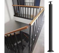 75cm/29.5inch - 100cm/39.3inch,Black Wrought Iron Staircase Baluster Post,Square Column Stairs Handrails,Safety Stair Railing for Deck/Balcony/Stair/Indoor/Outdoor(Size:100cm/39.3inch)
