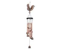 75cm Brown Rooster Metal Aluminium Tube Wind Chime with Clear Melodious Tone for Courtyard Balcony Garden Outdoor Home Decoration and Birthday Gift