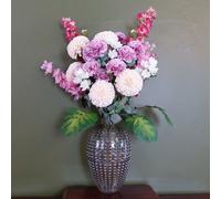 Leaf 75cm Dahlia Artificial Flowers Tropical Blossom Bubble Vase Leaf Pink One Size