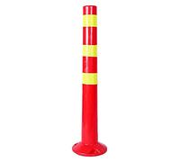 75cm Flexible PU Parking Bollard, Shock Resistant Reinforced Plastic Safety Post with High Reflective Strip, Easy Bolt Down Driveway Barrier for Residential Mall Construction Site