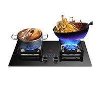 75cm Gas Stove 2 Burners 5.2KW 9-cavity Timed High Flame, Tempered Glass Ignition Camping Double Burner LPG/natural Gas (Size : LPG)