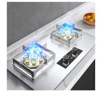 75cm Gas Stove 2 Burners, Tempered Glass Ignition Camping Dual Burner LPG/natural Gas, Available In Black And Silver (Color : Silver, Size : NG)