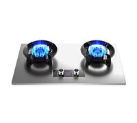 75cm Gas Stove With 2 Burners, 5.2KW Portable Gas Stove, Tempered Glass 99-minute Timer (independent On Both Sides), Flip-top Design For Easy Cleaning (Color : Silver, Size : NG)