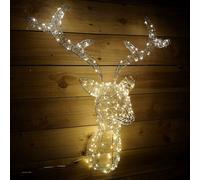 75cm LED Wall Mounted Stag Christmas Decoration in Warm White Samuel Alexander White One Size