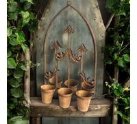 75Cm Rusty Wall Mirror With Triple Planter