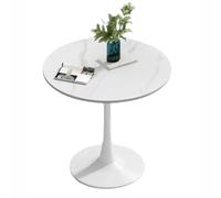 75CM Tall Round Dining Table with Faux Marble Top, Elegant Pedestal Base, Perfect for Dining Room, Living Room, Office & Cafe - Stylish 60x60x75cm Furniture