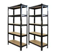 MonsterShop 75Cm Wide Racking Garage Storage Shelving Heavy Duty 5 Tier Shelf Unit 75Cm X 30Cm X 150Cm Blue/black (2, Black)