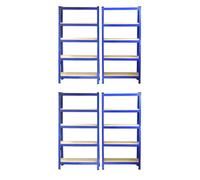 75cm Wide Racking Garage Storage Shelving Heavy Duty 5 Tier Shelf Unit 75cm x 30cm x 150cm Blue/Black (4, Blue) Blue
