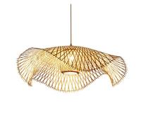 75cm Woved Chandelier Lamp Strap Wicker Lamps Southeast Asian Style Pendant Shade Double-Layer Decorative Lighting Hanging Light for Hotel Banquet Hall(65cm)