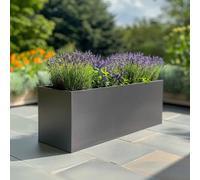 75cm Zinc Matte Grey Trough Planter Woven Wood Grey One Size
