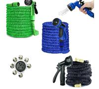 75FT/100FT/150FT/200FT Expandable Flexible Garden Hose Pipes Gardening Hose with 7 Function Water Spray Nozzle Gun 3 Times Expandable Flexible Magic Hose Lightweight Easy Storage (Green, 100FT)