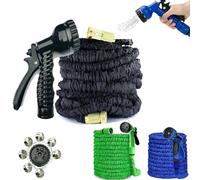 75FT/100FT/150FT/200FT Expandable Flexible Garden Hose Pipes Gardening Hose with 7 Function Water Spray Nozzle Gun 3 Times Expandable Flexible Magic Hose Lightweight Easy Storage (Black, 75FT)