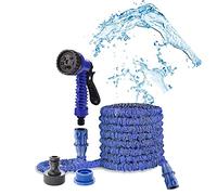 75FT/100FT / 150FT / 200FT Expandable Garden Hose Pipe,Flexible Expanding Magic Hose with 1/2" 3/4", Fittings,Garden Hose with 7 Setting Professional Water Spray Nozzle Gun (Blue, 150ft)