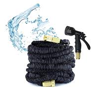 75FT/100FT / 150FT / 200FT Expandable Garden Hose Pipe,Flexible Expanding Magic Hose with 3/4", Fittings,Garden Hose with 7 Setting Professional Water Spray Nozzle Gun (Black, 200ft)