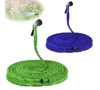 75ft/100ft/150ft/200ft Expanding Garden Water Hose Pipe with 7 Function Spray Nozzle & 3/4", 1/2" Fittings 3 Times Expandable Flexible Magic Hose Anti-Leakage Lightweight Easy Storage (75ft, Blue)