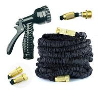 75FT Expandable Flexible Garden Hose Pipes, 3 Times Magic Expandable Garden Hose Flexible Stretch Water Pipe, Expanding Water Hose with 7 Function Hose Spray Gun for Washing Car Watering Flowe(Black)