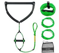 75FT Water Ski Rope with 15in Handles & 6.3in Small Handle Tow Rope for Tubing for 4 Sections,Suitable Forwatersports Rope for Wakeboard, Kneeboard, and Water Skiing (Green, 75FT)