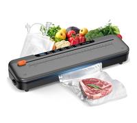 75kPa Compact Vacuum Sealer Machine For Food, 6-in-1 Sous Vide Vacuum Sealing Machine with Starter Kits, External Sliding Blade, Digital Countdown Titanium Gray